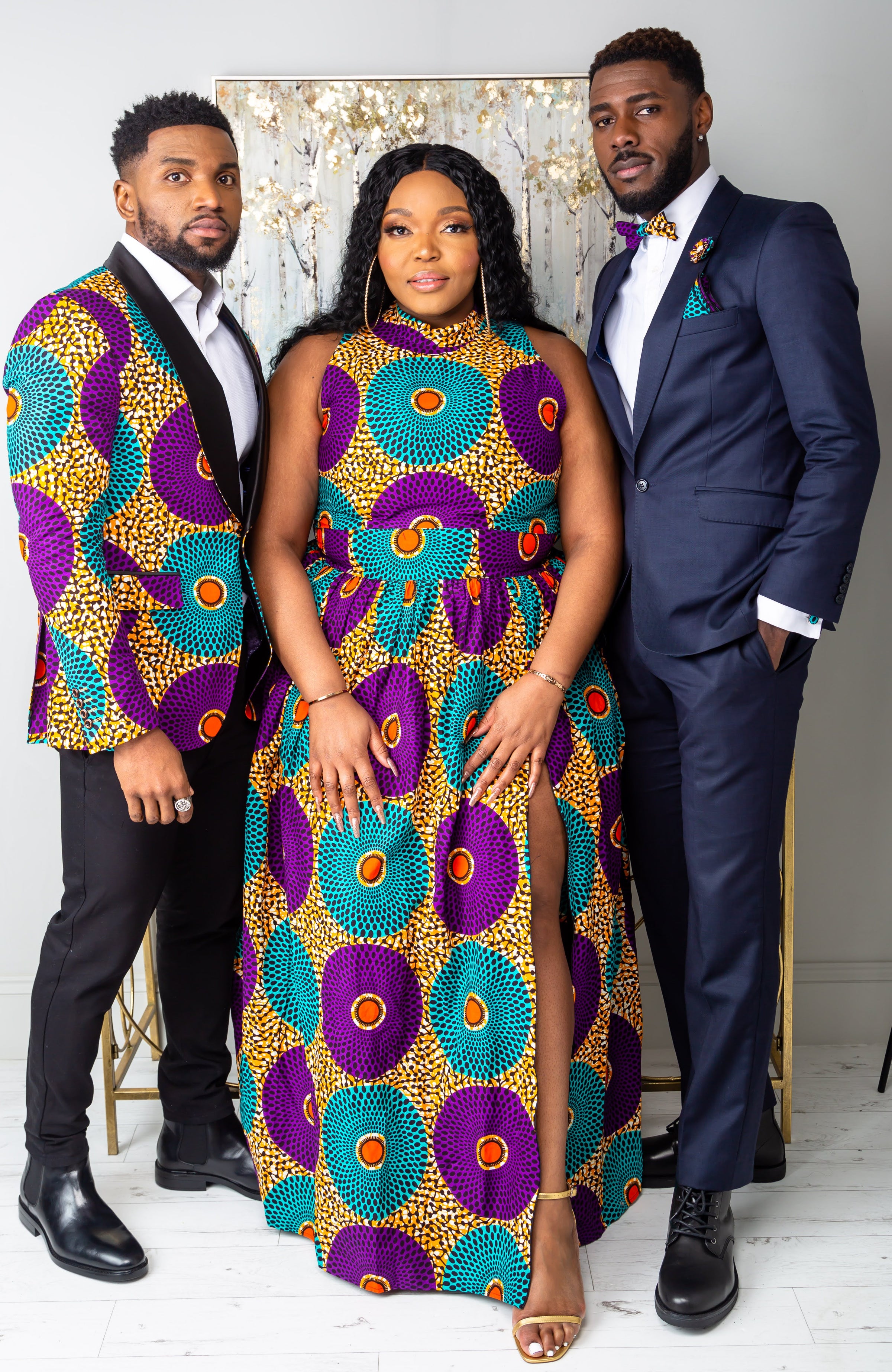 African Sleeveless Long Dress - Turtleneck Dashiki Maxi Dress - PETRA