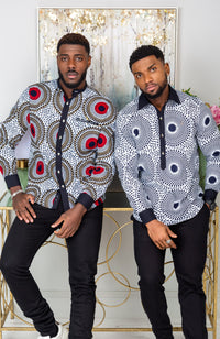 African Shirts for Men | Mens African Shirt - Mens Long-sleeve Polo - Alexander