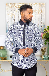 African Shirts for Men | Mens African Shirt - Mens Long-sleeve Polo - Alexander