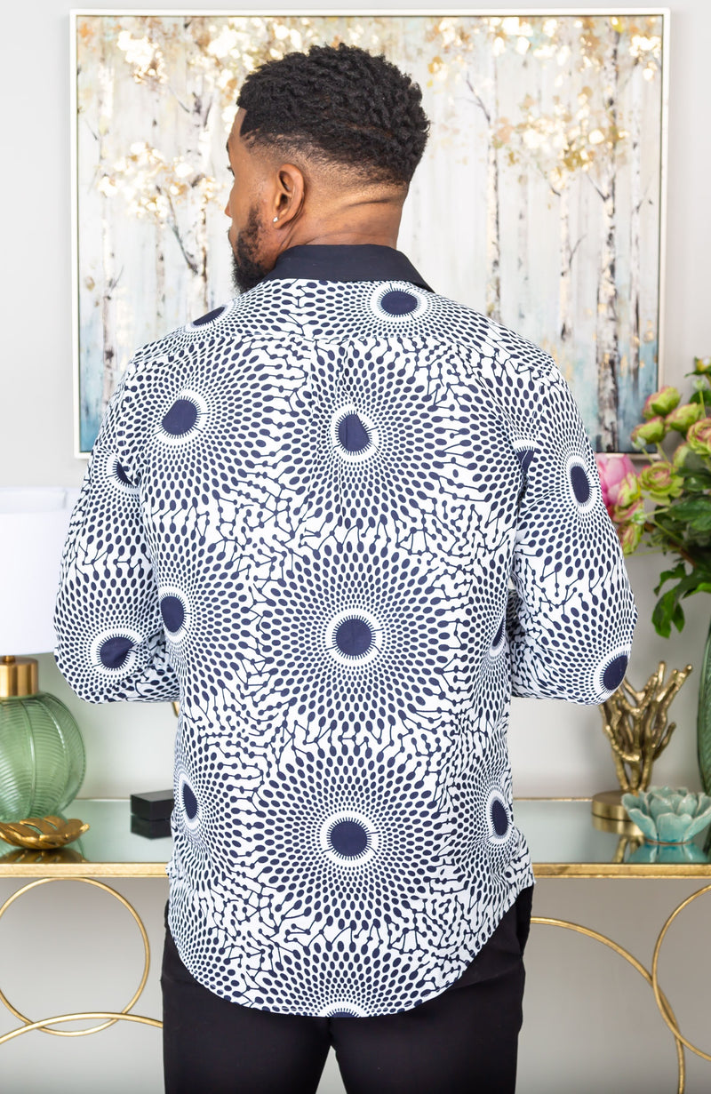 African Shirts for Men | Mens African Shirt - Mens Long-sleeve Polo - Alexander