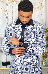 African Shirts for Men | Mens African Shirt - Mens Long-sleeve Polo - Alexander
