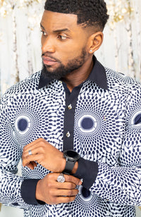 African Shirts for Men | Mens African Shirt - Mens Long-sleeve Polo - Alexander