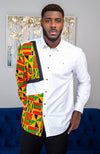 African Shirts for Men | Mens African Shirt - Skinny Fit White Button Down Oxford Shirt - KENDRICK