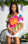 African Print Short Sleeved Shirt for Women - THALIA