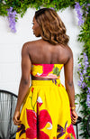 Women Floral Maxi Yellow Skirt and Scarf - CARLA