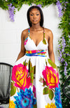 African Print White Floral Infinity Multiway Maxi Dress - THALIA