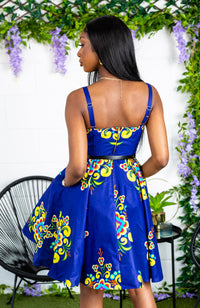 African Print Fit & Flare Corset Midi Dress - FRANCA