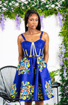 African Print Fit & Flare Corset Midi Dress - FRANCA