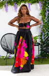 Beautiful Ankara Floral Maxi Black Skirt and Scarf - KISHA