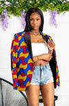 Unisex African Print Blazer - Oversized Peak Collar Ankara Blazer - LYDIA