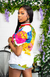 African Print Short Sleeved Shirt for Women - THALIA