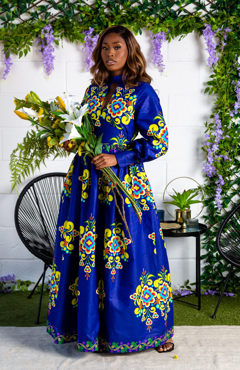 Ankara Maxi African Print Long Sleeve Dresses On Sale African Dresses For Women Half Sleeve V- Ankara Maxi African Print Long Sleeve Dresses On Sale African Dresses For Women Half Sleeve V-