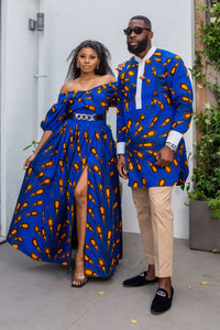 Wrap Effect African Maxi Dress  | African Off shoulder Dress - ELLA